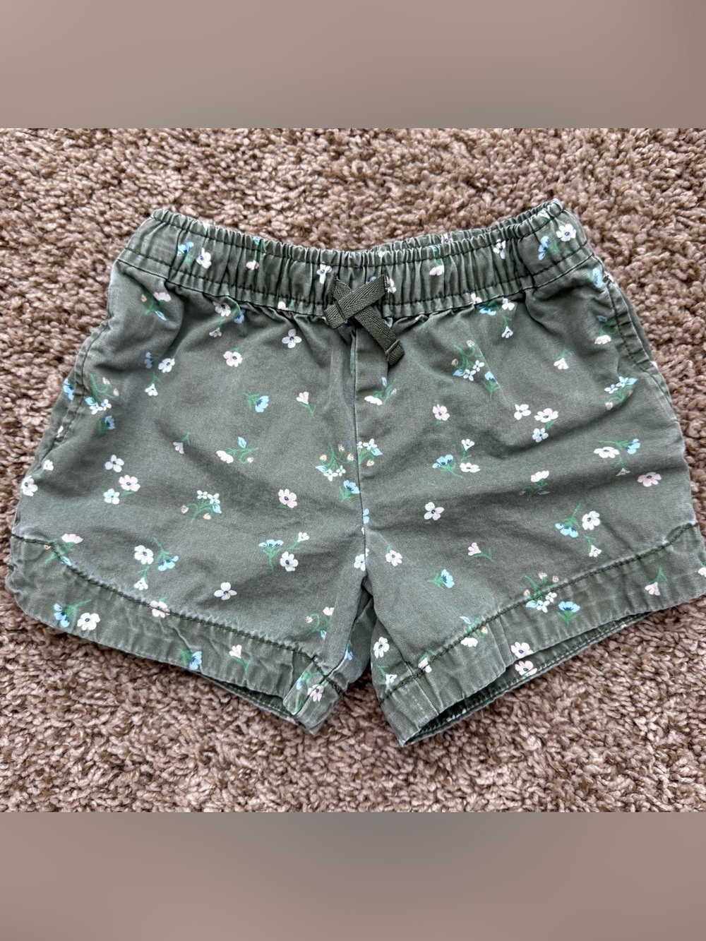 Carter's Olive Green Floral Drawstring Shorts